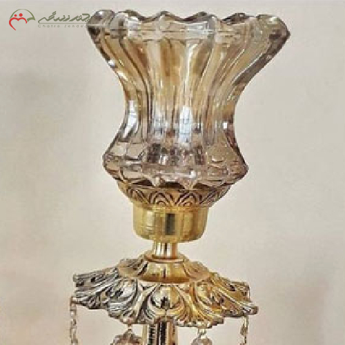 شمعدان برنزی آویز دار طرح گل لاله ساده و شیک
