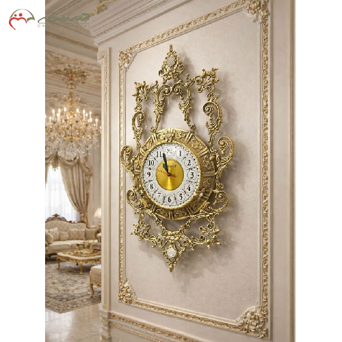 ساعت دیواری برنزی اصل مدل تاج دار گرد، سنگین وزن