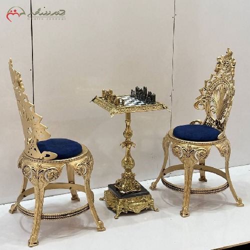 میز و صندلی شطرنج برنزی مدل سلطنتی _ چترزندگی