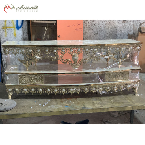 میز تلویزیون برنزی نیم خم مدل فرشته