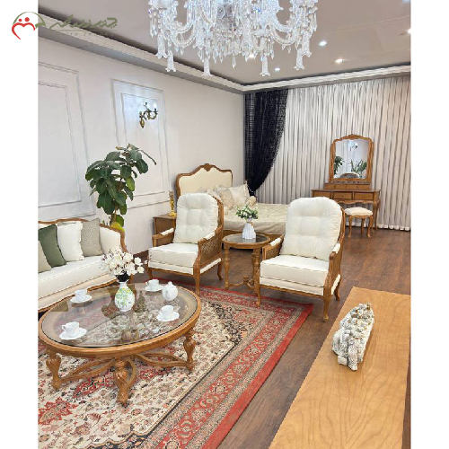 مبلمان 7 نفره مدل فرانسوی چوب راش