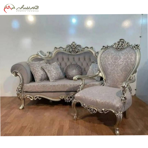 مبلمان 7 نفره سلطنتی مدل افسون با چوب راش