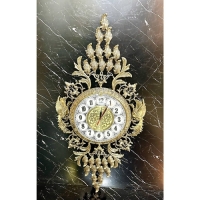 خرید، قیمت و مشخصات ساعت دیواری برنزی لاکچری و امروزی طرح درخت کاج برجسته و پرکار طلایی رنگ زیر قیمت | چترزندگی