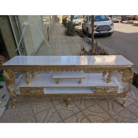 خرید، قیمت و مشخصات میز تلویزیون لاکچری و امروزی از جنس آلیاژ و ام دی اف طرح طاووس تاجدار و گل زیر قیمت | چترزندگی