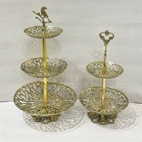 خرید، قیمت و مشخصات شیرینی خوری سه طبقه روهم و دو طبقه روهم جنس برنزی و طراحی شیک و با ضمانت - چترزندگی