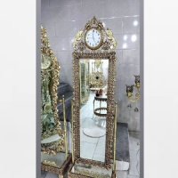 خرید، قیمت و مشخصات آینه قدی ساعت دار بدنه برنزی کار شده و طراحی شیک و شکیل با ضمانت رنگ و دوام بدنه - چترزندگی