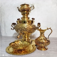 خرید، قیمت و مشخصات سماور ذغالی تبریز با ظرفیت 6 لیتر و قلم زنی شده با پارچ رومی زیبا و رنگ ثابت - چترزندگی