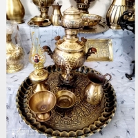 خرید، قیمت و مشخصات ست 7 پارچه سماور ذغالی قلم زنی شده طرح هخامنشی رنگ ثابت و بدنه با دوام با ضمانت - چترزندگی
