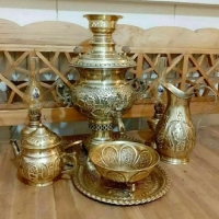 خرید، قیمت و مشخصات ست 5 پارچه سماور ذغالی به رنگ آنتیک تولید شده با ورق ضخیم با ضمانت دوام محصول - چترزندگی
