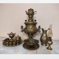 خرید، قیمت و مشخصات ست سماور ذغالی 7 لیتری عدسی مدل لبه استکانی در دو طرح قلم زنی و آینه ای  - چترزندگی