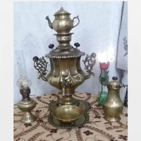 خرید، قیمت و مشخصات سماور ذغالی طرح امپراتور دسته شاخ گوزنی تولید شده با ورق 1 میل و رنگ آنتیک - چترزندگی