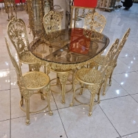 خرید، قیمت و مشخصات میز ناهار خوری 6 نفره با رویه شیشه ای و بدنه آلیاژ رنگ ثابت با ضمانت - چترزندگی