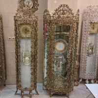 خرید، قیمت و مشخصات ست بوفه سه طبقه و ساعت ایستاده برنزی با رنگ آنتیک و ضمانت 12 ماهه - چترزندگی