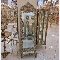 خرید، قیمت و مشخصات آینه قدی طرح گل سرخ در رنگ های طلایی و نقره ای ارتفاع 190 سانت طراحی شیک و زیبا - چترزندگی