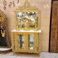 خرید، قیمت و مشخصات سرویس آینه کنسول تاج دار با رویه ی سنگ و ساعت رومیزی، شمعدان برنزی با ضمانت 60 ماهه رنگ - چترزندگی