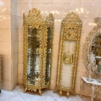خرید، قیمت و مشخصات ساعت ایستاده و بوفه نیم گرد مدل بادمجانی، بدنه آلیاژ آبکاری شده با ضمانت - چترزندگی