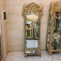 خرید، قیمت و مشخصات آینه قدی برنزی بدنه طرح طاووس و رنگ طلایی با گارانتی رنگ محصول - چترزندگی