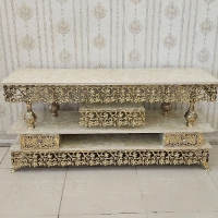 خرید، قیمت و مشخصات میز تلویزیون درختی با بدنه تمام برنزی ظریف کاری شده و رنگ فورتیک با ضمانت - چترزندگی