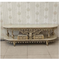 خرید، قیمت و مشخصات میز تلویزیون برنزی طرح گل نقلی سنگین، بدنه با دوام و شیک با ضمانت رنگ بدنه - چترزندگی