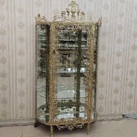 خرید، قیمت و مشخصات بوفه نیم گرد برنزی طرح گل سرخ و رنگ فورتیک آبکاری با ضمانت نامه رنگ بدنه با کیفیت بی نظیر - چترزندگی