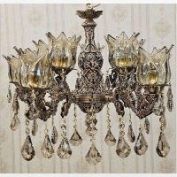 خرید، قیمت و مشخصات لوستر برنزی 10 شعله به رنگ آنتیک طرح پانیز، بدنه ی ظریف کاری شده با دقت بالا و گارانتی رنگ بدنه - چترزندگی