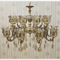 خرید، قیمت و مشخصات لوستر برنزی 20 شعله طرح دو گل با رنگ فورتیک با کیفیت و بدنه ی کار شده با ضمانت - چترزندگی