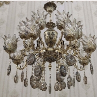خرید، قیمت و مشخصات لوستر برنزی 16 شعله طرح دو گل سایز بزرگ مناسب پذیرایی با ظاهر عالی و نوردهی بی نظیر - چترزندگی