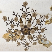 خرید، قیمت و مشخصات لوستر برنزی سرامیکی طرح درختی 6 شعله، طراحی شیک و زیبا با ظاهر عالی و زیر قیمت بازار - چترزندگی