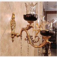 خرید، قیمت و مشخصات لوستر دیواری به رنگ مشکی و طلایی فورتیک با آبکاری طلا، طرح باربد جنس برنزی سرامیکی - چترزندگی