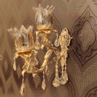 خرید، قیمت و مشخصات لوستر دیواری تمام برنزی طرح آرامیس دو شعله، بدنه ی طلایی فورتیک با ضمانت - چترزندگی