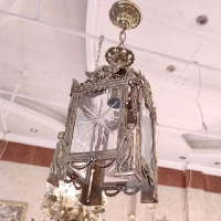 خرید، قیمت و مشخصات لوستر آشپزخانه ی طرح فانوس بدنه ی برنزی چهار پر، طراحی کلاسیک با رنگ ثابت دارای ضمانت - چترزندگی