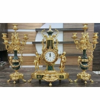 خرید، قیمت و مشخصات ست ساعت و شمعدان برنزی رنگ طلایی چند لایه ی فورتیک و طراحی کلاسیک، دارای گارانتی کد 443 - چترزندگی