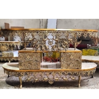 خرید، قیمت و مشخصات میز تلویزیون تمام برنزی چهار کشو طرح گل آفتاب گردان طراحی شیک و خاص با ضمانت و به قیمت تولید - چترزندگی