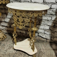 خرید، قیمت و مشخصات میز سه پایه ی طرح بانو رویه سنگ مرمر و پایه های با دوام بدون لقی و رنگ ثابت بدنه با ضمانت - چترزندگی