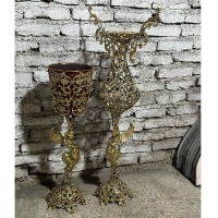 خرید، قیمت و مشخصات ست گلدان و سطل زباله ی برنزی با ستون های طرح فرشته و طراحی به روز و کاربردی دارای ضمانت - چترزندگی