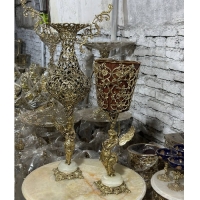 خرید، قیمت و مشخصات ست گلدان و سطل ایستاده ی برنزی طرح فرشته، بدنه ی پر کار و رنگ با کیفیت بدنه دارای ضمانت - چترزندگی