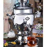 خرید، قیمت و مشخصات سماور 6 لیتری گازی طرح سیمین، پیلوت دار با بدنه ی ساده و شیک، سبک سنتی، کیفیت و ماندگاری بالا - چترزندگی