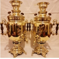 خرید، قیمت و مشخصات سماور ذغالی مدل نظر به رنگ طلایی با بدنه ی ریخته گری شده و دسته های طرح دلبر با گارانتی - چترزندگی