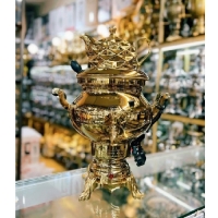 خرید، قیمت و مشخصات سماور برقی برنجی با روکش کروم و قوری چینی با طراحی بسیار شیک و ساده دارای ضمانت یک ساله - چترزندگی