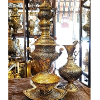 خرید، قیمت و مشخصات سماور برنجی 5 لیتری با قلم نی کار دست و آبکاری شده، طراحی شیک و آنتیک با کیفیت بی نظیر دارای ضمانت - چترزندگی