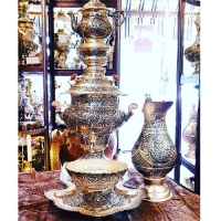 خرید، قیمت و مشخصات سماور ذغالی 5 لیتری آب نقره با قلم کاری دست و ورق ضخیم بسیار با دوام دارای ضمانت یک ساله - چترزندگی