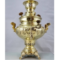 خرید، قیمت و مشخصات سماور 3 لیتری ذغالی با بدنه ی برنجی مدل عدسی، ورق ضخیم و با دوام دارای ضمانت یک ساله - چترزندگی