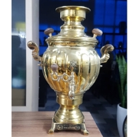 خرید، قیمت و مشخصات سماور برقی 3 لیتری مدل ممتاز با بدنه ی برنجی طرح ترکدار و آبکاری شده، فروش به قیمت تولیدی - چترزندگی