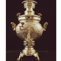 خرید، قیمت و مشخصات سماور ذغالی 4 لیتری با بدنه ی برنجی و آبکاری شده، بدنه ی قلم زنی شده ی دست با ضمانت یک ساله - چترزندگی
