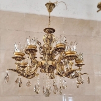 خرید، قیمت و مشخصات لوستر 5 شاخه ی دوبل ( 10 لامپ ) در سه رنگ طلایی، نقره ای و کرم قابل سفارش در تعداد شاخه ی دلخواه شما - چترزندگی