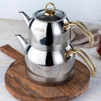 خرید، قیمت و مشخصات کتری قوری استیل ضد زنگ با آبکاری کروم محصول آجار ترکیه ارزان و با کیفیت _ چترزندگی