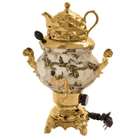 خرید؛ قیمت و مشخصات سماور برقی گلستان مدل ماریا، 6 لیتری، رنگ پودری حرارتی ماربل _ طلایی، طرح سنگی ارزان و با کیفیت _ چترزندگی