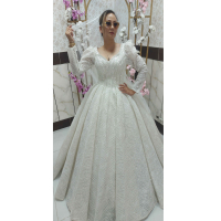 فروش، اجاره و مشخصات زیباترین لباس عروس سنگدوزی شده زونیکس دار شیک _ چترزندگی