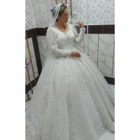 فروش، اجاره و مشخصات زیباترین لباس عروس آستین توری طرح شاین درختی جدید_ چترزندگی