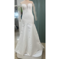 فروش، اجاره و مشخصات لباس عروس شیک ماهی زنبوری آستین توری اروپایی و دخترانه _ چترزندگی